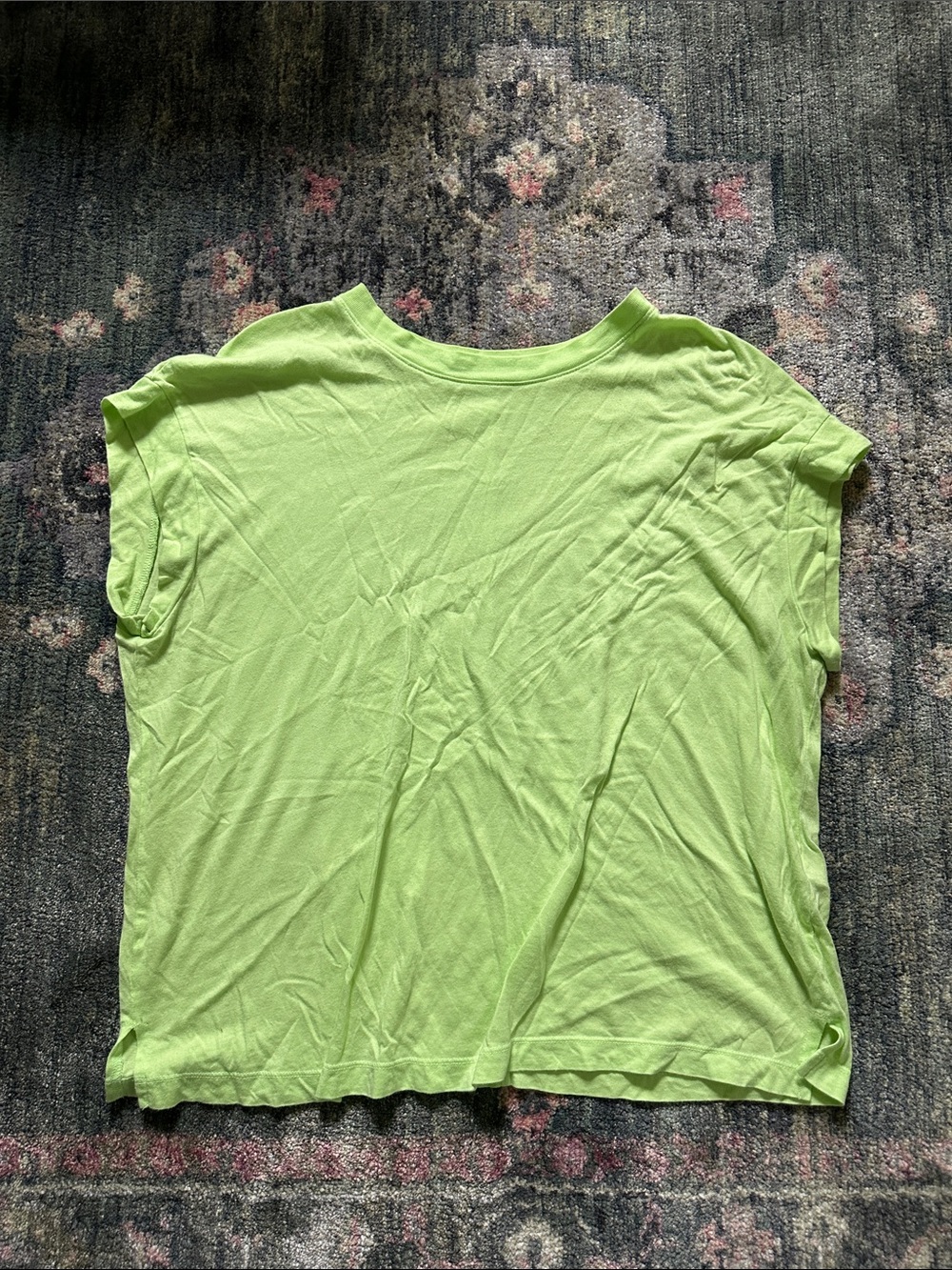 A New Day Lime Green Relaxed Short Sleeve Tee XL Neon Cute 70s 80s Vibes